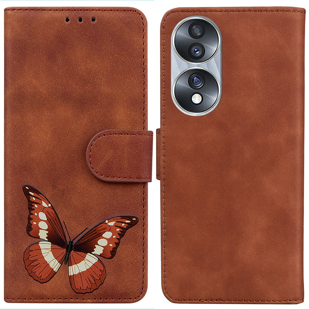 For Honor 70 5G PU Leather Wallet Phone Case Butterfly Pattern TPU Interior Stand Cover