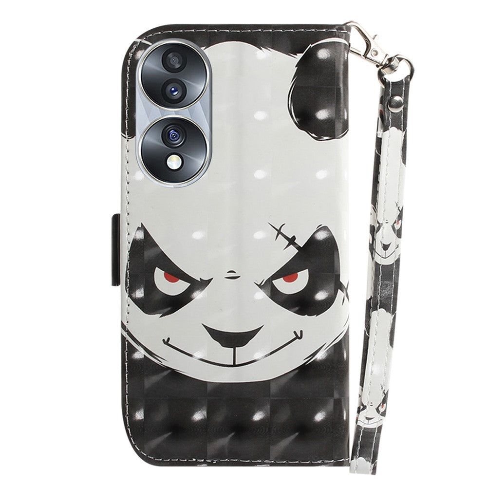 For Honor 70 5G PU Leather Phone Case Stand Wallet Anti-fall Cell Phone Cover with Strap
