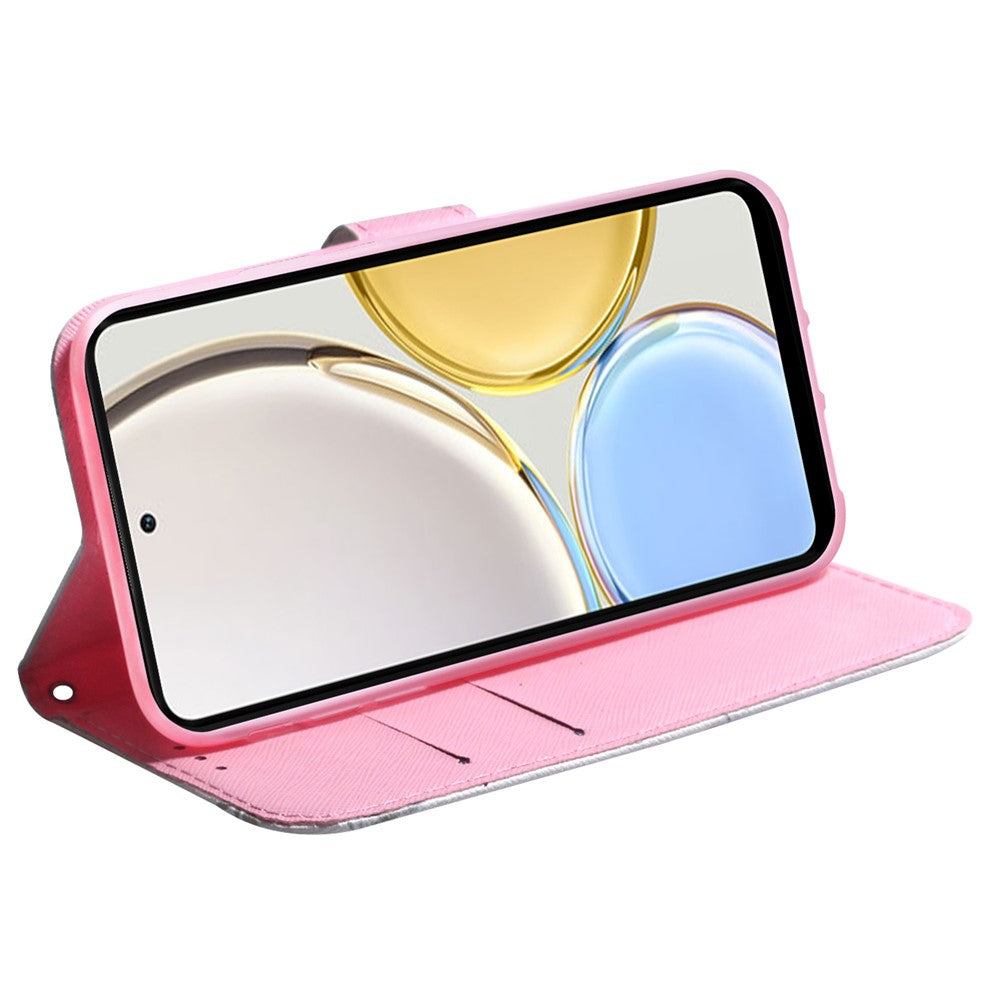 For Honor 70 5G Pattern Printing PU Leather Wallet Cover Magnetic Clasp Phone Stand Case