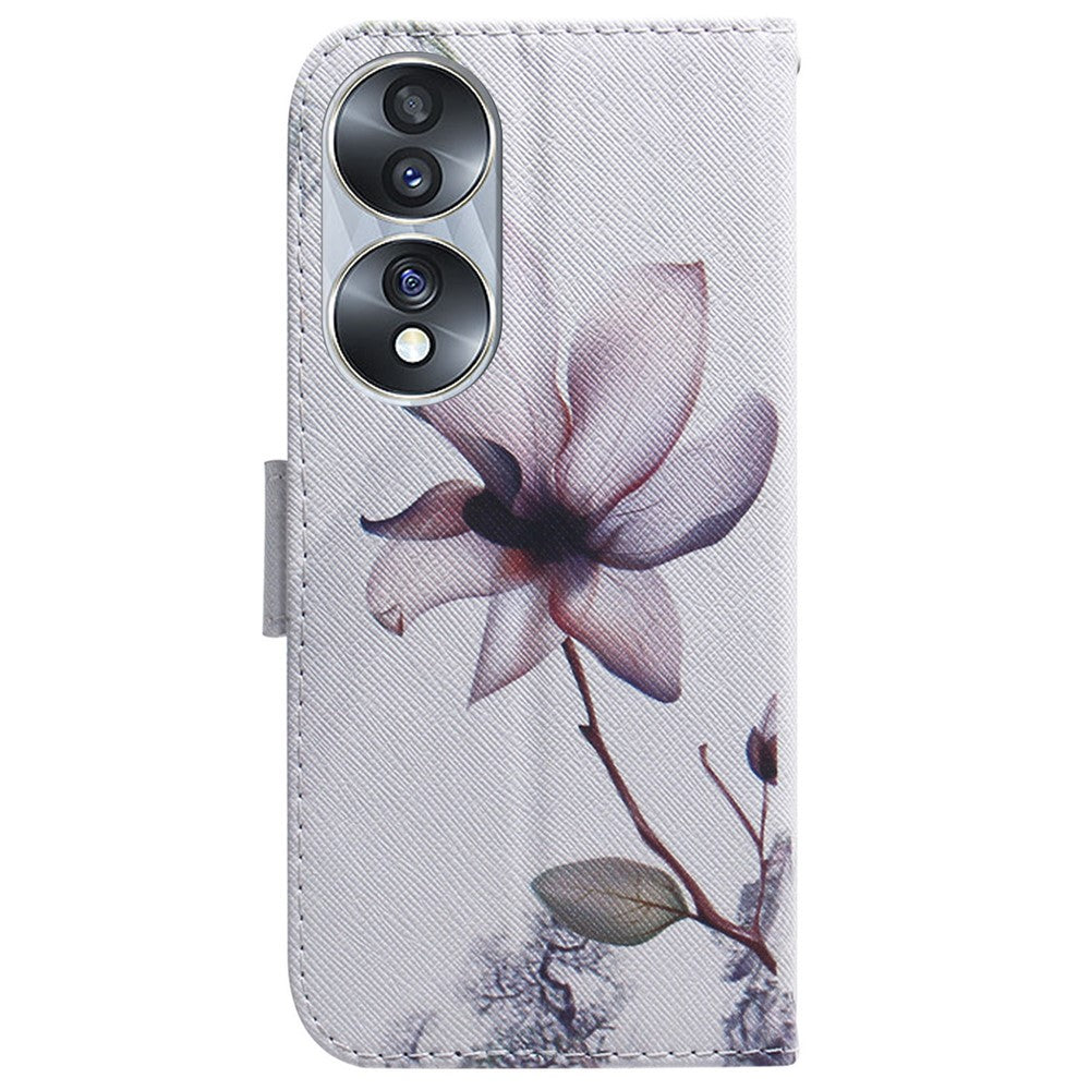 For Honor 70 5G Pattern Printing PU Leather Wallet Cover Magnetic Clasp Phone Stand Case