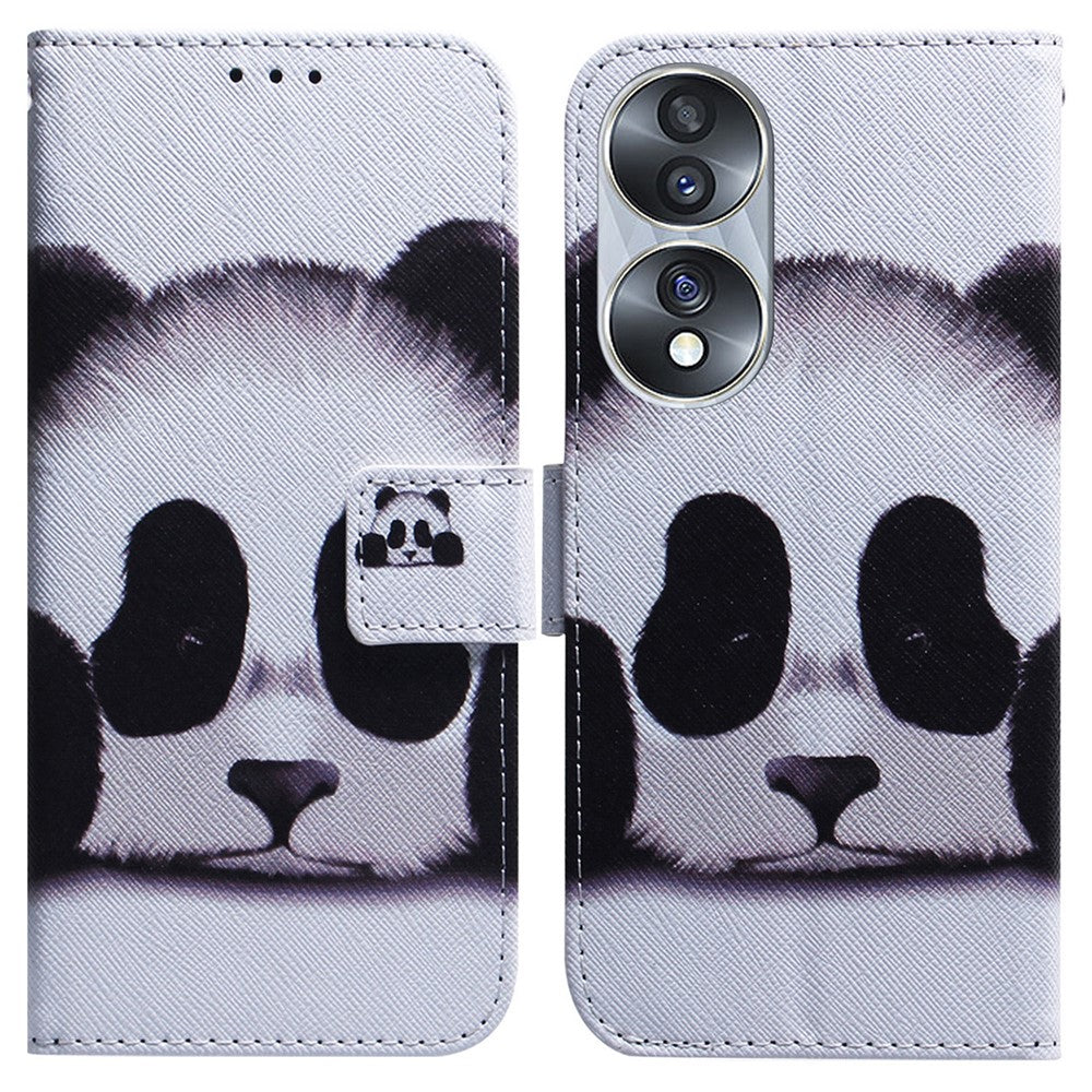 For Honor 70 5G Pattern Printing PU Leather Wallet Cover Magnetic Clasp Phone Stand Case