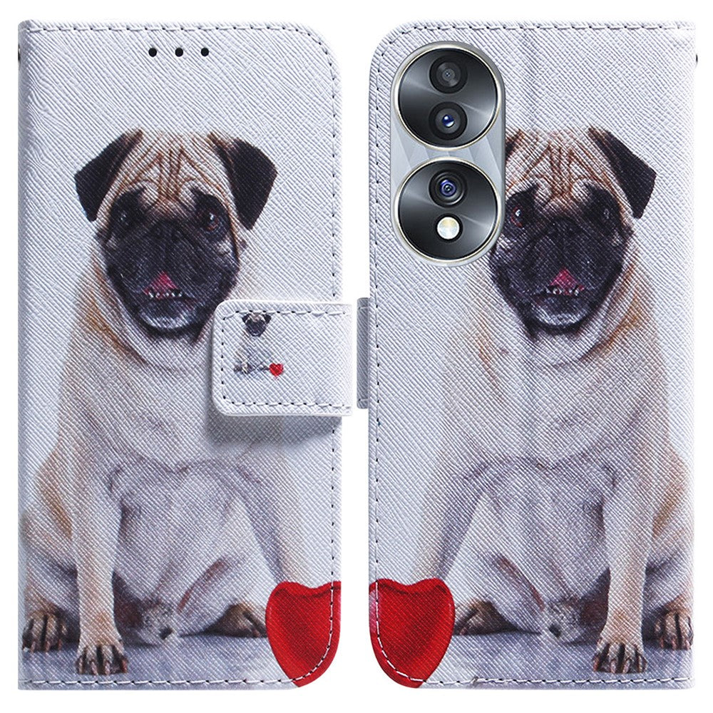 For Honor 70 5G Pattern Printing PU Leather Wallet Cover Magnetic Clasp Phone Stand Case