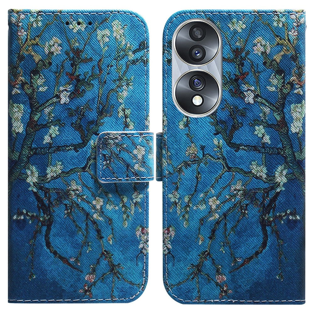 For Honor 70 5G Pattern Printing PU Leather Wallet Cover Magnetic Clasp Phone Stand Case