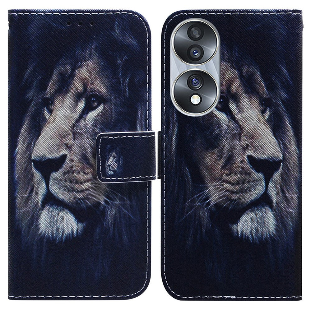 For Honor 70 5G Pattern Printing PU Leather Wallet Cover Magnetic Clasp Phone Stand Case