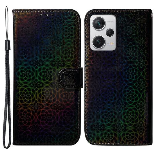 Xiaomi Redmi Note 12 Pro+ 5G Handyhülle – PU-Leder-Klapphülle, schillerndes Blumenmuster, Brieftaschen-Ständer