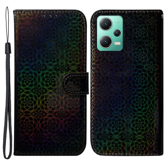 Xiaomi Redmi Note 12 5G (China) / Xiaomi Redmi Note 12 5G (India) / Xiaomi Poco X5 5G / Xiaomi Redmi Note 12 5G (Global) Handyhülle – Anti-drop PU Leather Phone Case Redmi Note 12 5G (Global) / (Indien) / (China), mit schillerndem Blumenmuster
