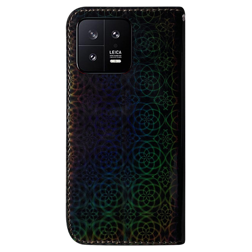 For Xiaomi 13 5G Dazzling Flower Pattern PU Leather Shockproof Phone Case with Stand Wallet