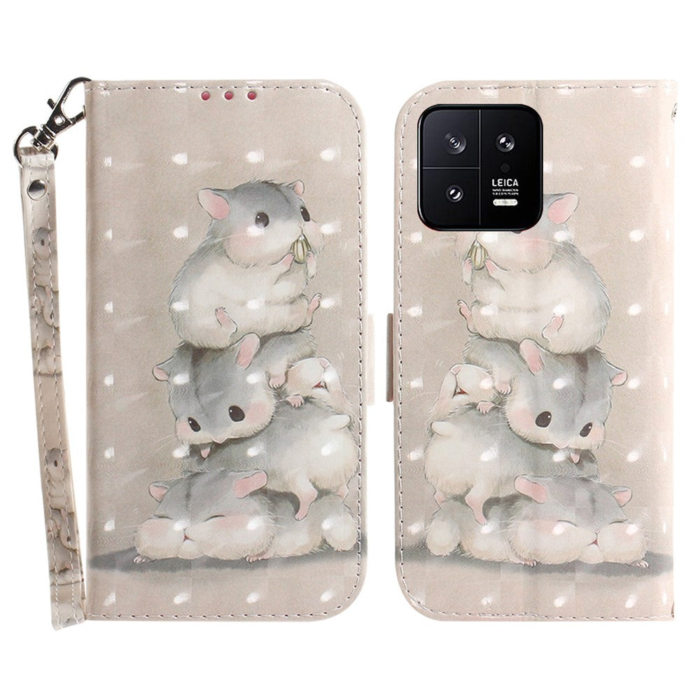 Cell Phone Cover Stand For Xiaomi 13 5G Anti-scratch PU Leather Flip Phone Case Wallet with Strap