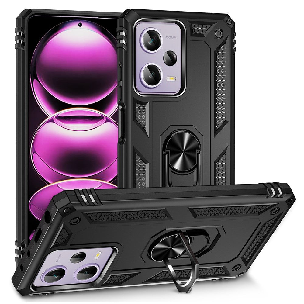 Ring Holder Kickstand Phone Case for Xiaomi Redmi Note 12 Pro 5G / Note 12 Pro Speed 5G / Poco X5 Pro 5G , TPU + PC Hybrid Cover