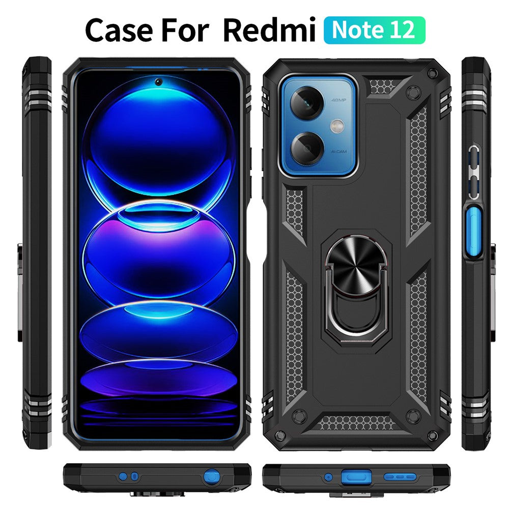 For Xiaomi Redmi Note 12 5G (Global) / (India) / (China) / Poco X5 5G Ring Kickstand Phone Case TPU + PC Cell Phone Cover