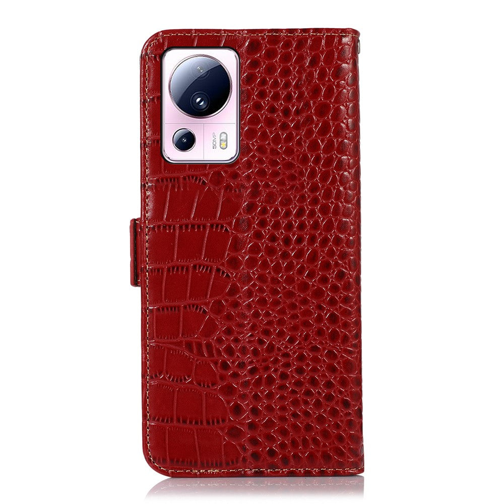 Phone Wallet Case for Xiaomi 13 Lite / Civi 2 5G RFID Blocking Stand Genuine Cowhide Leather Phone Cover