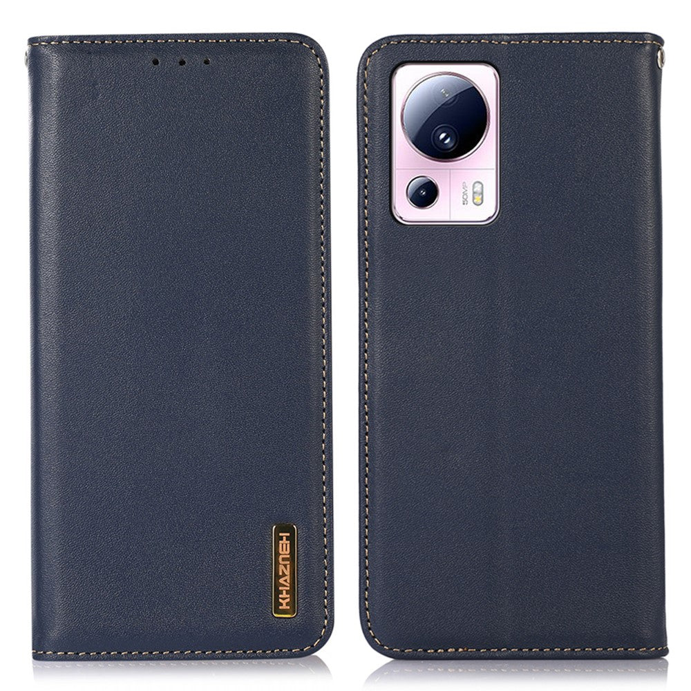KHAZNEH for Xiaomi 13 Lite / Civi 2 5G Phone Wallet Case RFID Blocking Stand Genuine Cowhide Leather Phone Cover
