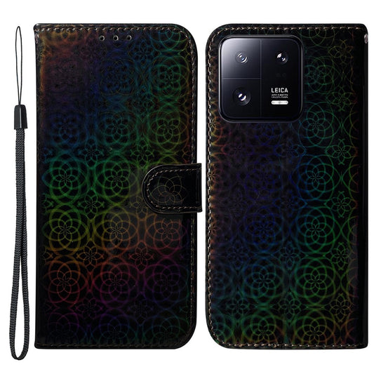 Xiaomi 13 Pro 5G Handyhülle – Standfunktion-Telefon-Geldbörsen-Abdeckung, schillerndes Blumenmuster, PU-Leder