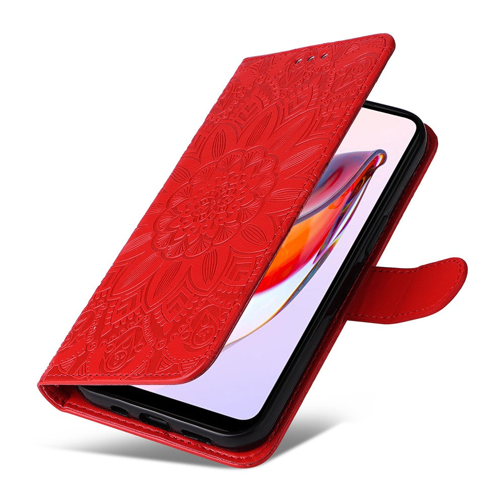 For Xiaomi Redmi 12C 4G / 11A 4G Cell Phone Case Sunflower Imprinted Wallet Stand Phone Leather Cover with Strap