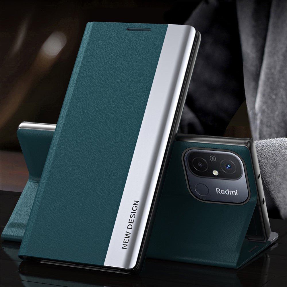 For Xiaomi Redmi 12C 4G PU Leather Flip Stand Phone Cover Electroplating Shockproof Case