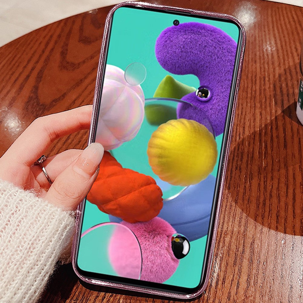 Galaxy A51 5G Glitzerhülle – Blüten-Design mit Strass, Farbverlauf & flexibler Schutz