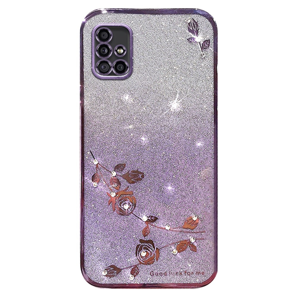 Galaxy A51 5G Glitzerhülle – Blüten-Design mit Strass, Farbverlauf & flexibler Schutz