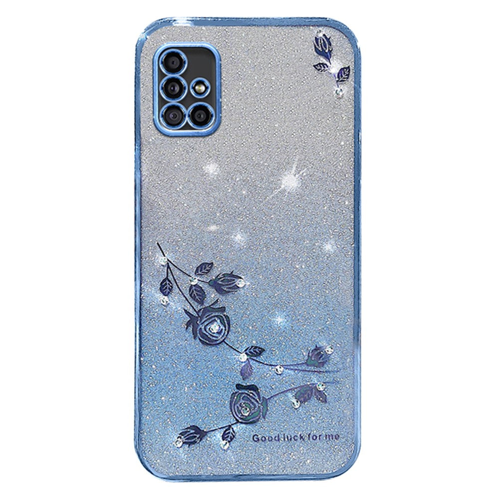 Galaxy A51 5G Glitzerhülle – Blüten-Design mit Strass, Farbverlauf & flexibler Schutz