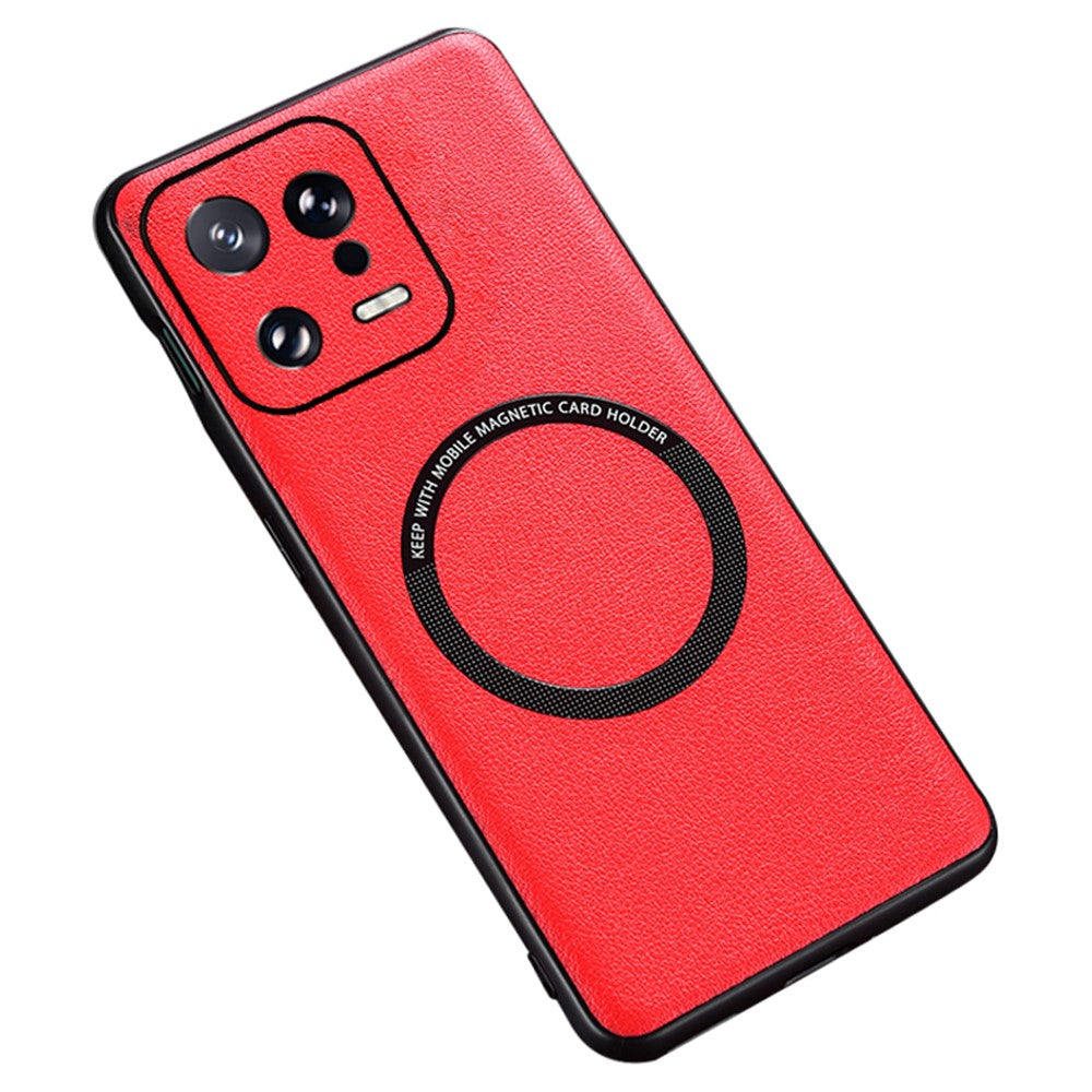 For Xiaomi 13 5G PU Leather Coated TPU+PC Cover Magnetic Case Charger Phone Case