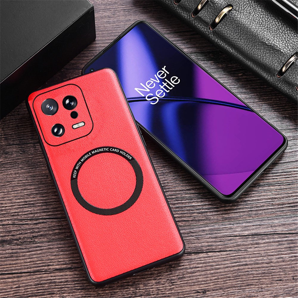 For Xiaomi 13 5G PU Leather Coated TPU+PC Cover Magnetic Case Charger Phone Case
