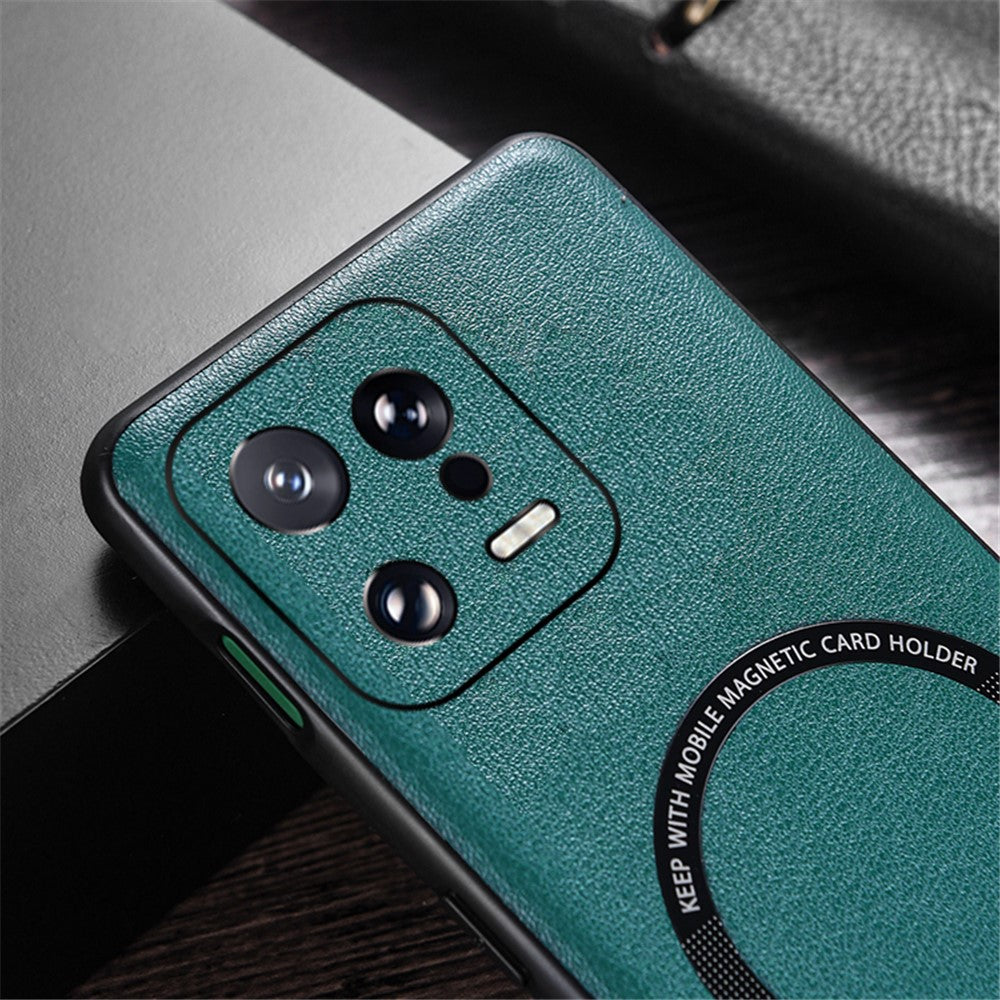 For Xiaomi 13 5G PU Leather Coated TPU+PC Cover Magnetic Case Charger Phone Case