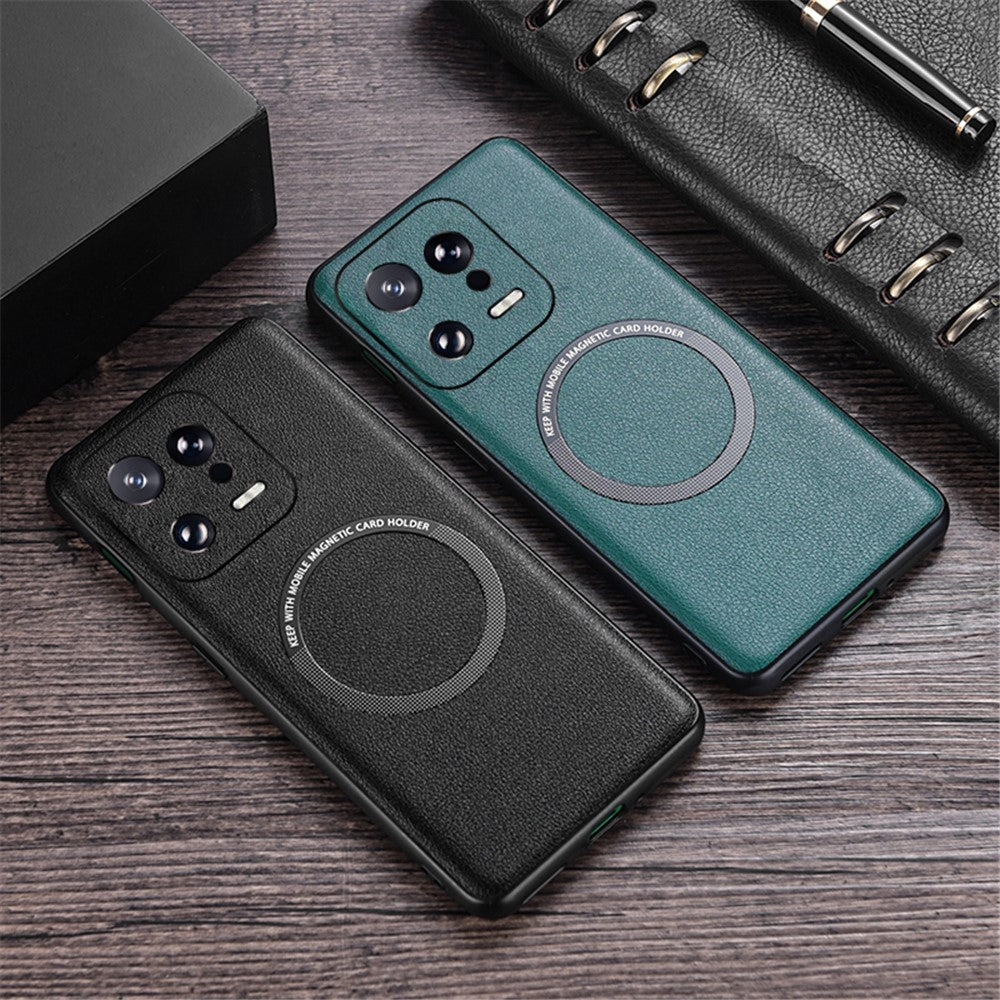 For Xiaomi 13 5G PU Leather Coated TPU+PC Cover Magnetic Case Charger Phone Case