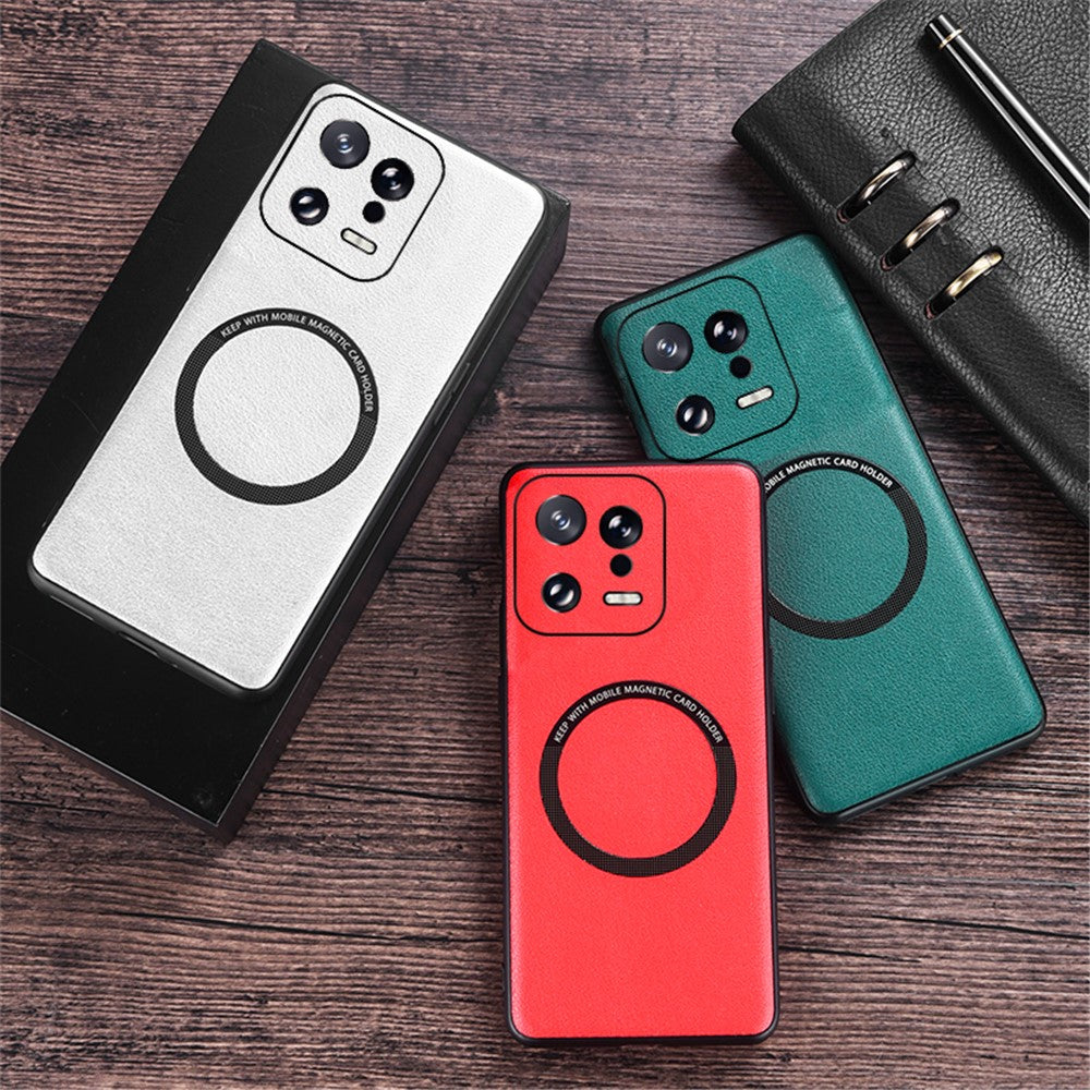 For Xiaomi 13 5G PU Leather Coated TPU+PC Cover Magnetic Case Charger Phone Case