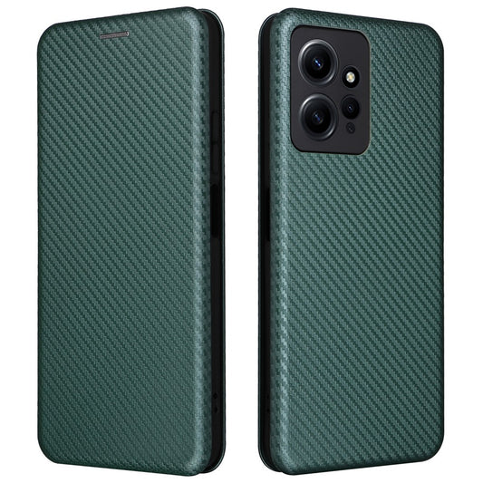 Xiaomi Redmi Note 12 4G Handyhülle – aus PU-Leder mit Standfunktion, Karbonfaser-Textur und Kartenhalter