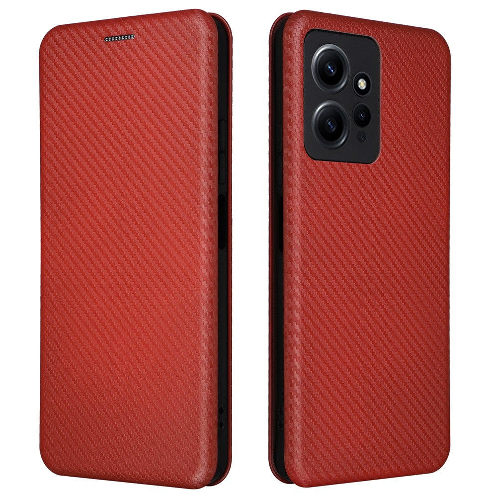 For Xiaomi Redmi Note 12 4G PU Leather Stand Cover Carbon Fiber Texture Phone Case with Card Holder