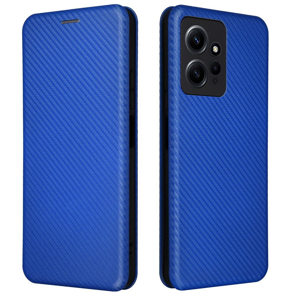 For Xiaomi Redmi Note 12 4G PU Leather Stand Cover Carbon Fiber Texture Phone Case with Card Holder