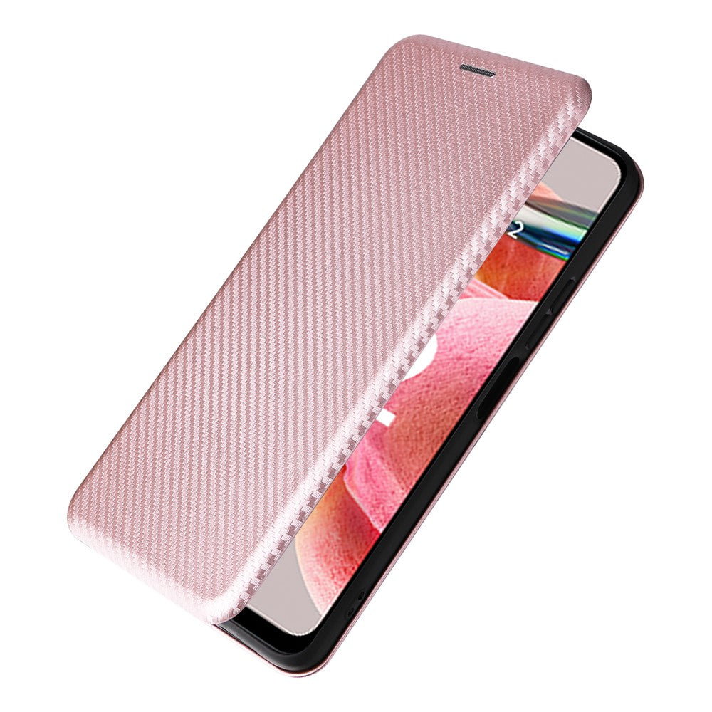 For Xiaomi Redmi Note 12 4G PU Leather Stand Cover Carbon Fiber Texture Phone Case with Card Holder