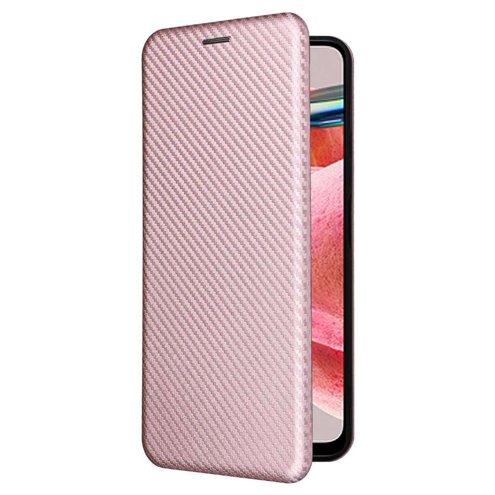 For Xiaomi Redmi Note 12 4G PU Leather Stand Cover Carbon Fiber Texture Phone Case with Card Holder