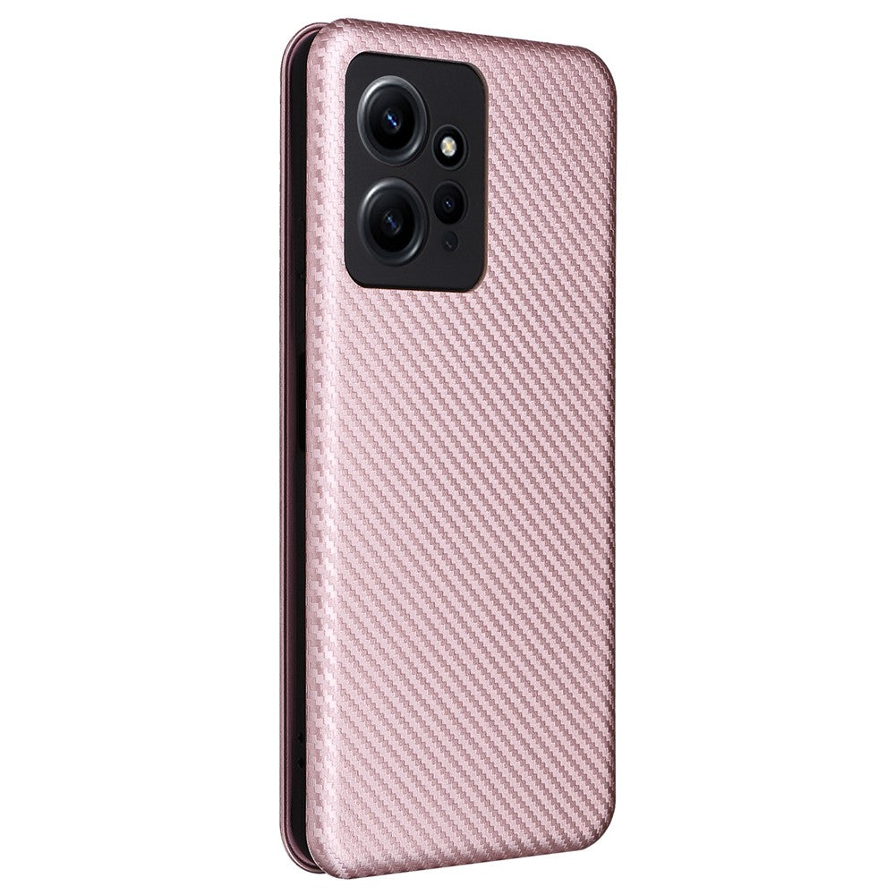 For Xiaomi Redmi Note 12 4G PU Leather Stand Cover Carbon Fiber Texture Phone Case with Card Holder