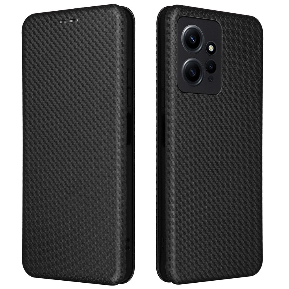 For Xiaomi Redmi Note 12 4G PU Leather Stand Cover Carbon Fiber Texture Phone Case with Card Holder