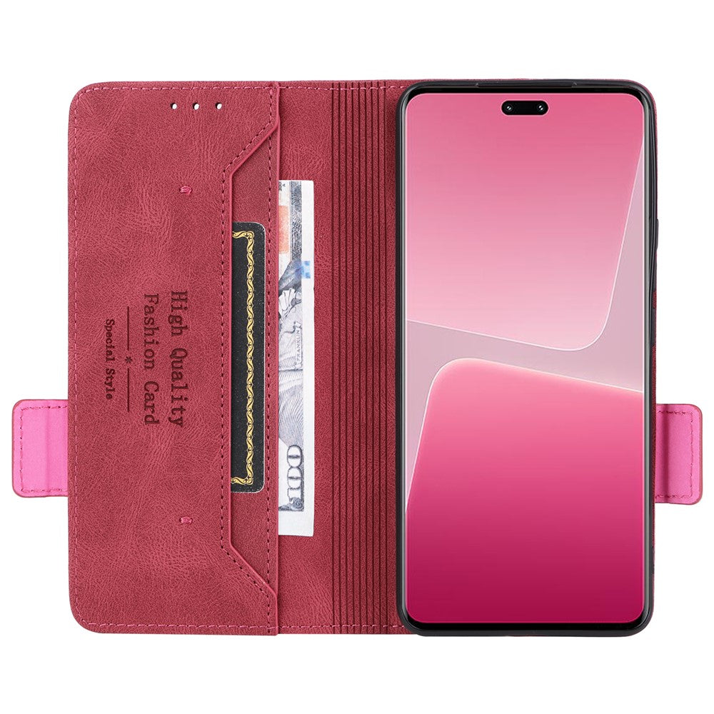 PU Leather Phone Case for Xiaomi 13 Lite / Civi 2 5G , Hardware Decor Dual Magnetic Clasp Wallet Stand Phone Cover