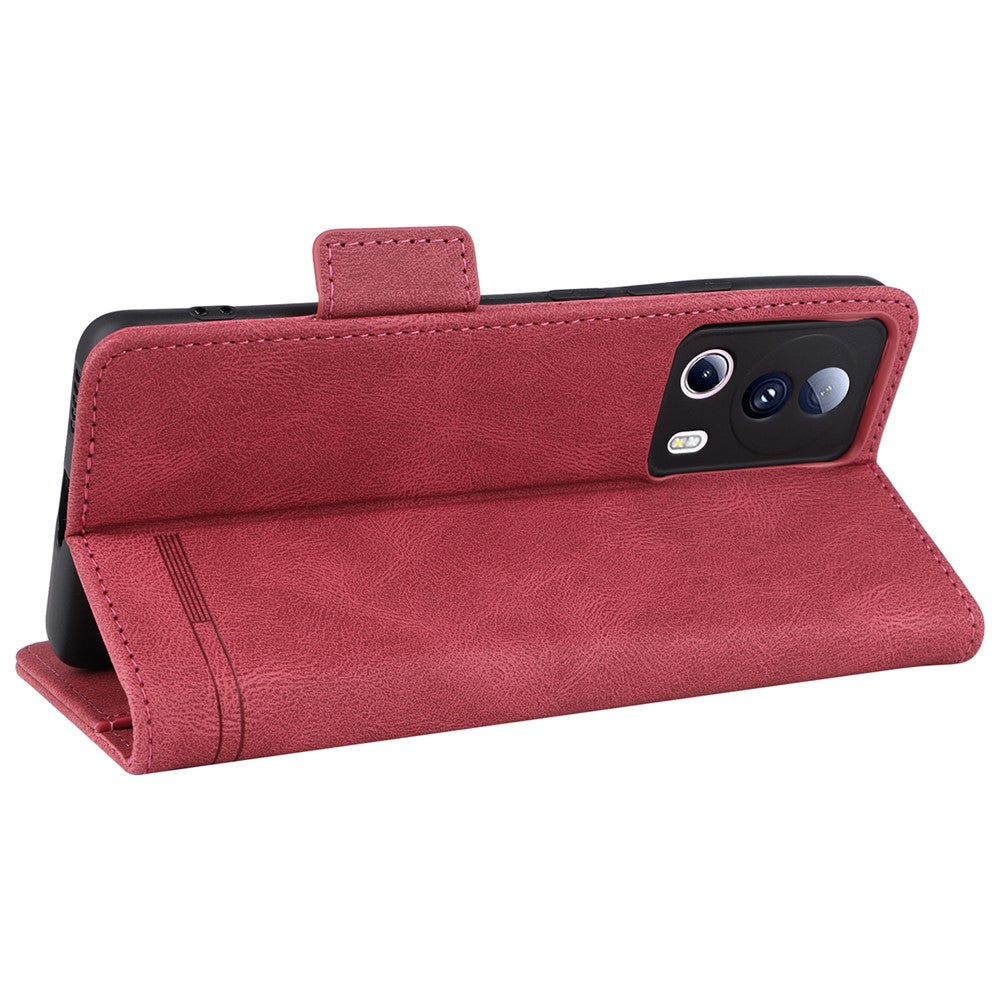 PU Leather Phone Case for Xiaomi 13 Lite / Civi 2 5G , Hardware Decor Dual Magnetic Clasp Wallet Stand Phone Cover