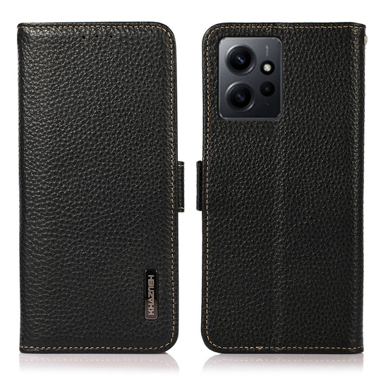 Xiaomi Redmi Note 12 4G Handyhülle – KHAZNEH Echtleder- mit RFID-blockierendem Standfunktion