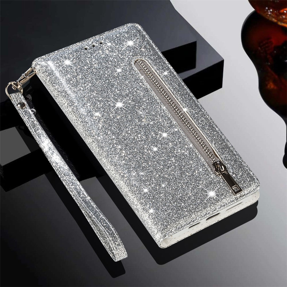 For Xiaomi Poco X5 Pro 5G / Redmi Note 12 Pro Speed 5G / Note 12 Pro 5G Glittery Phone Case PU Leather Zippered Wallet Cover