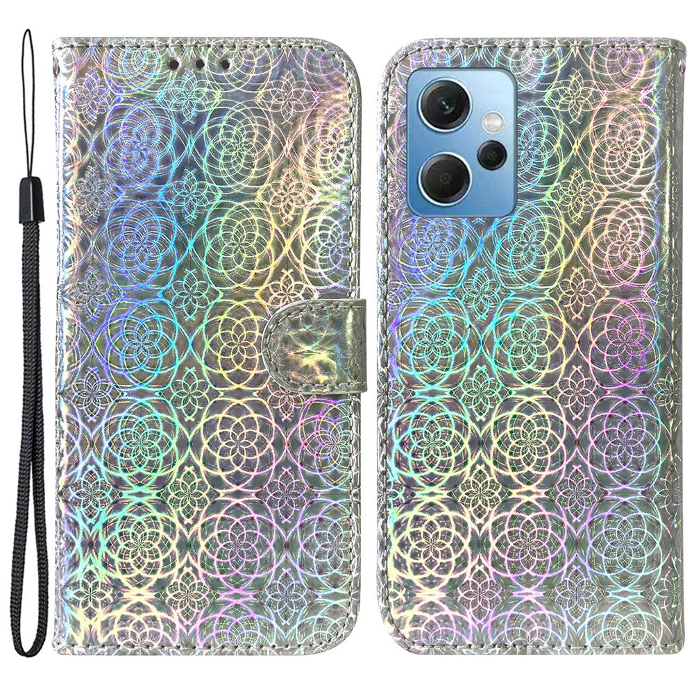 PU Leather Flip Wallet Phone Case for Xiaomi Redmi Note 12 4G Dazzling Flower Pattern Stand Folio Cover