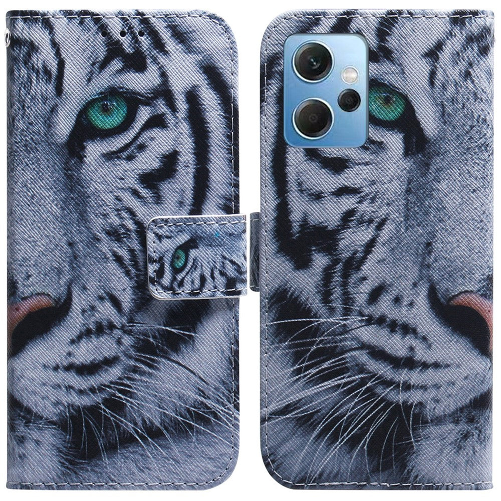 For Xiaomi Redmi Note 12 4G Shockproof Pattern Printing Phone Case Leather Wallet Shell