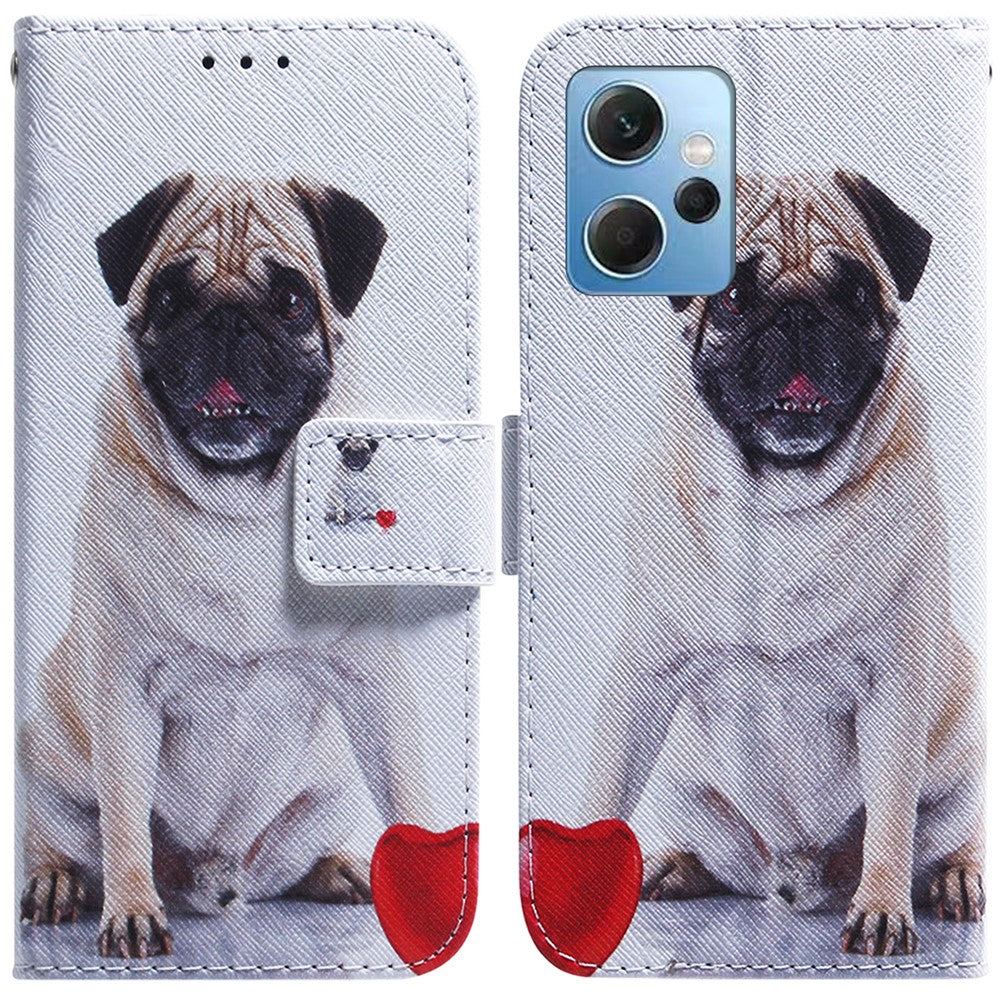 For Xiaomi Redmi Note 12 4G Shockproof Pattern Printing Phone Case Leather Wallet Shell