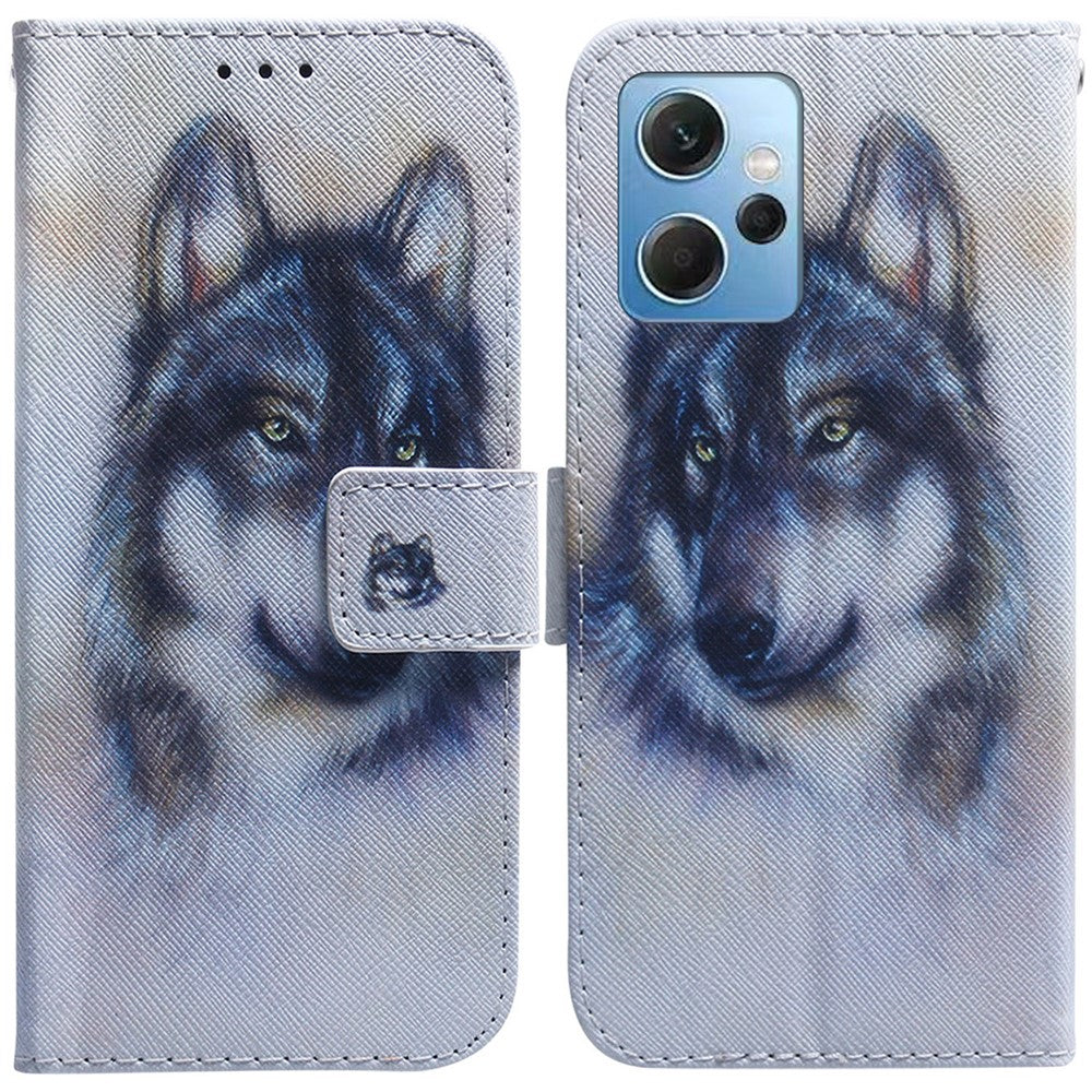 For Xiaomi Redmi Note 12 4G Shockproof Pattern Printing Phone Case Leather Wallet Shell