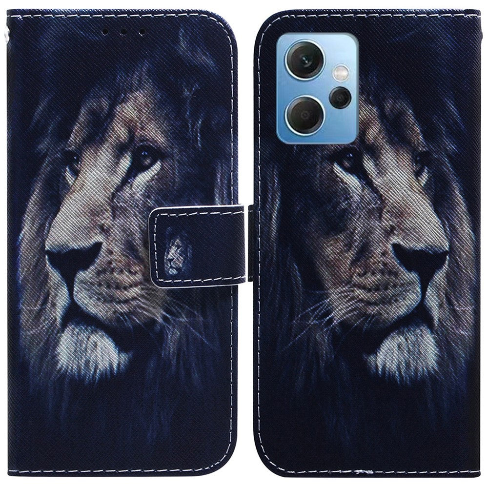 For Xiaomi Redmi Note 12 4G Shockproof Pattern Printing Phone Case Leather Wallet Shell