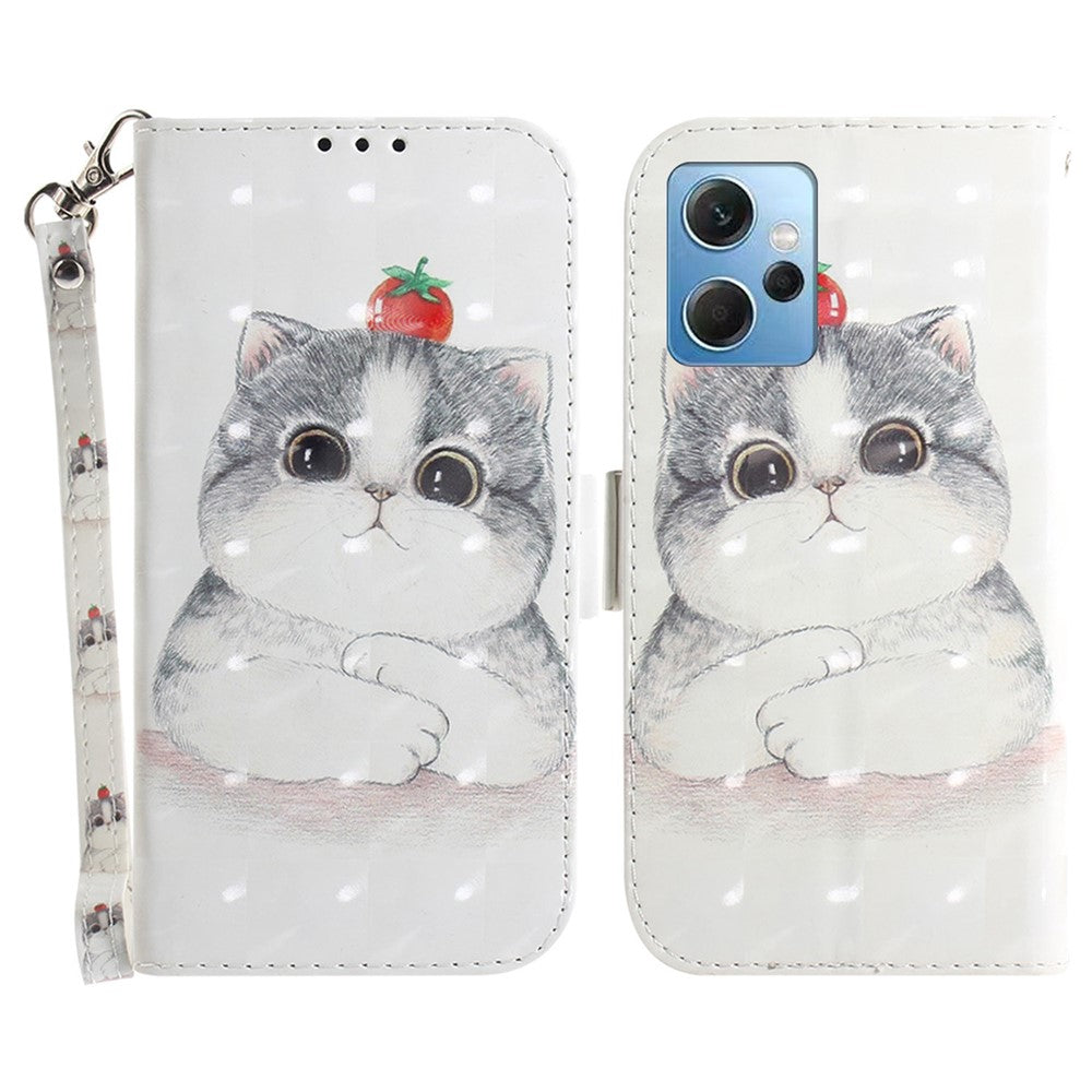 For Xiaomi Redmi Note 12 4G Phone Case, PU Leather Pattern Printing Wallet Stand Cover with Strap