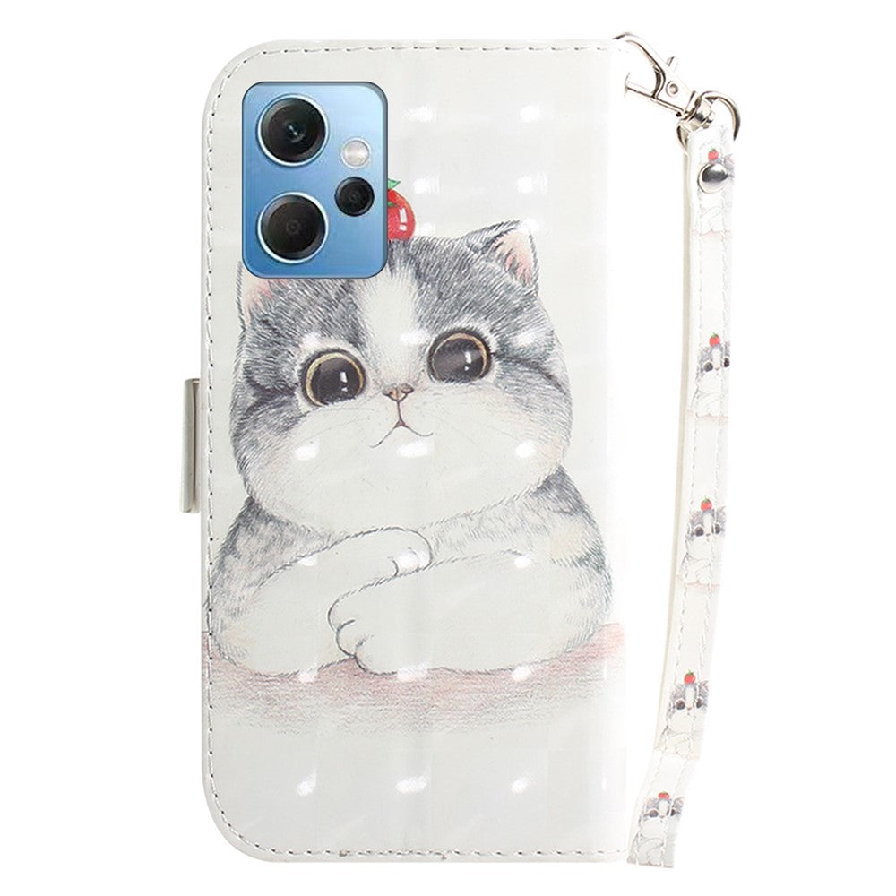 For Xiaomi Redmi Note 12 4G Phone Case, PU Leather Pattern Printing Wallet Stand Cover with Strap