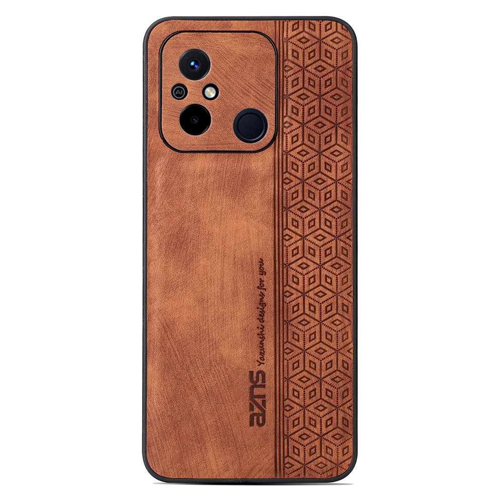 AZNS Anti-slip Phone Case for Xiaomi Poco C55 4G , Imprinted Leather Coated TPU Smartphone Cover