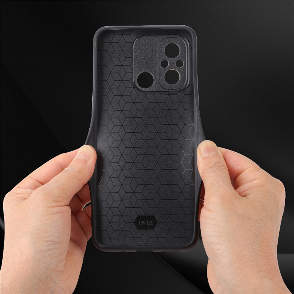 AZNS Anti-slip Phone Case for Xiaomi Poco C55 4G , Imprinted Leather Coated TPU Smartphone Cover