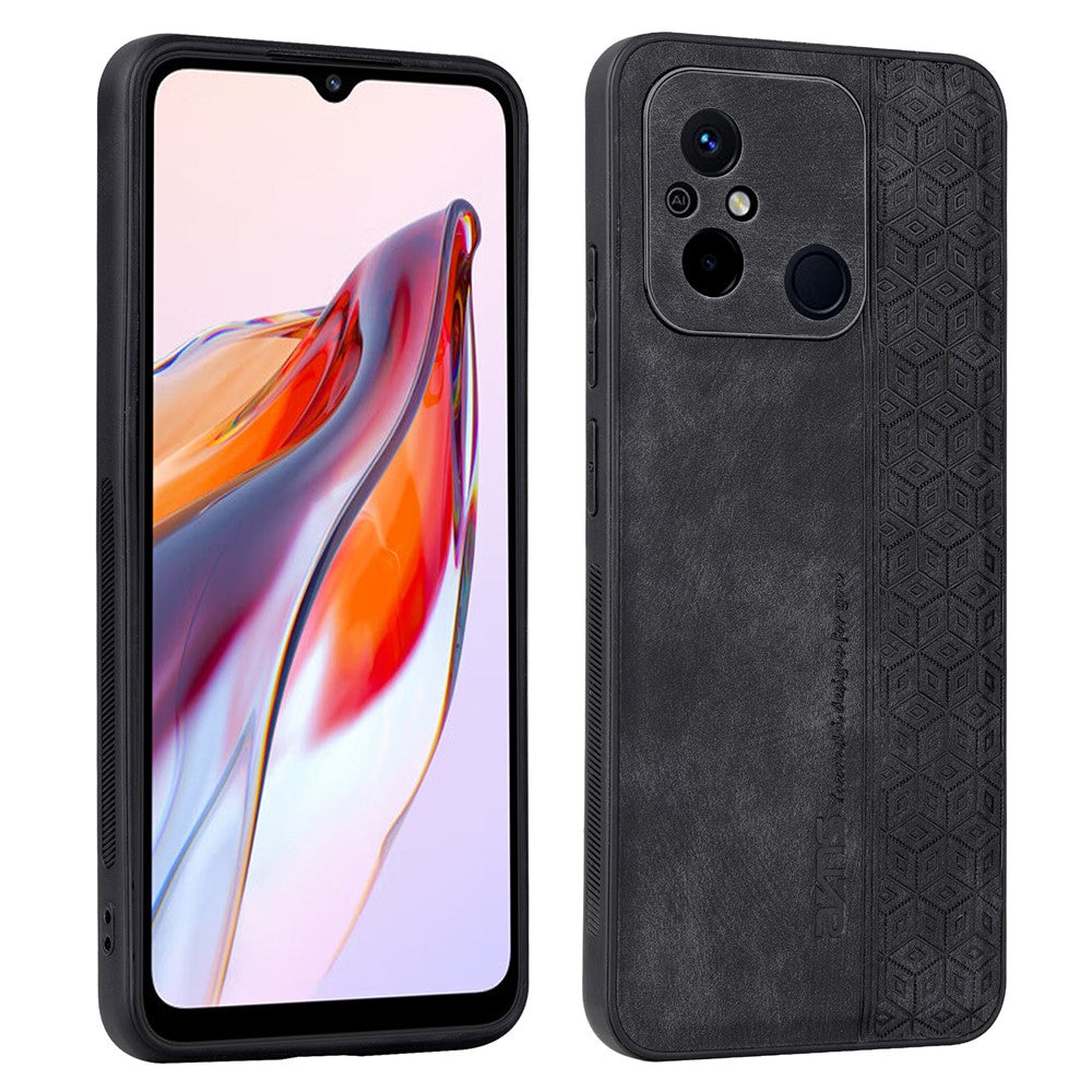 AZNS Anti-slip Phone Case for Xiaomi Poco C55 4G , Imprinted Leather Coated TPU Smartphone Cover