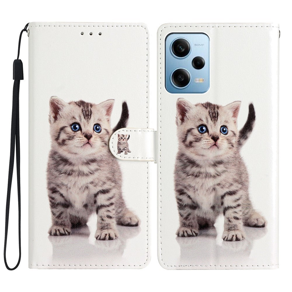 For Xiaomi Redmi Note 12 Pro 5G / Note 12 Pro Speed 5G / Poco X5 Pro 5G Pattern Printing Phone Leather Case Stand Phone Wallet Cover with Strap
