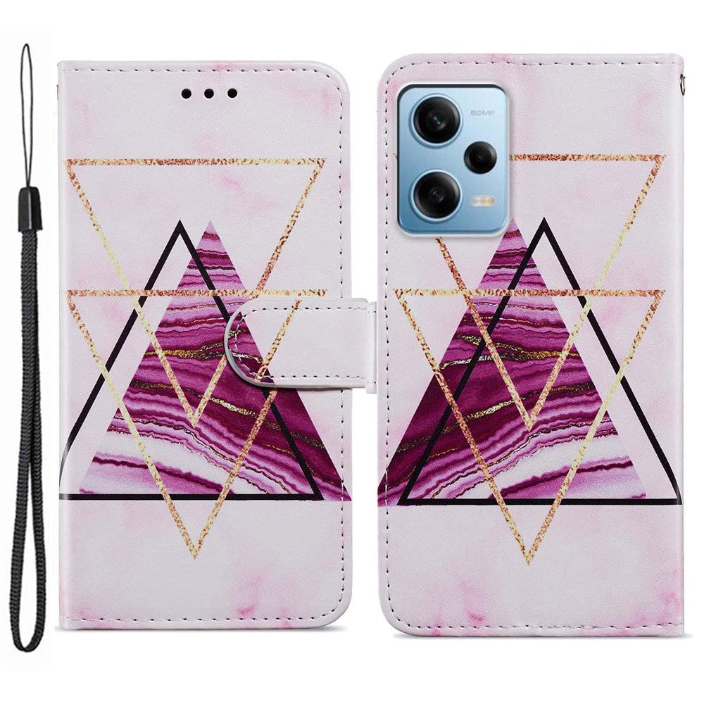 For Xiaomi Redmi Note 12 Pro 5G / Note 12 Pro Speed 5G / Poco X5 Pro 5G Pattern Printing Phone Leather Case Stand Phone Wallet Cover with Strap